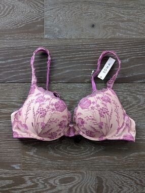 NWT Soma Wildflower Embroidered Push-Up Bra in Prism Purple Size 36A